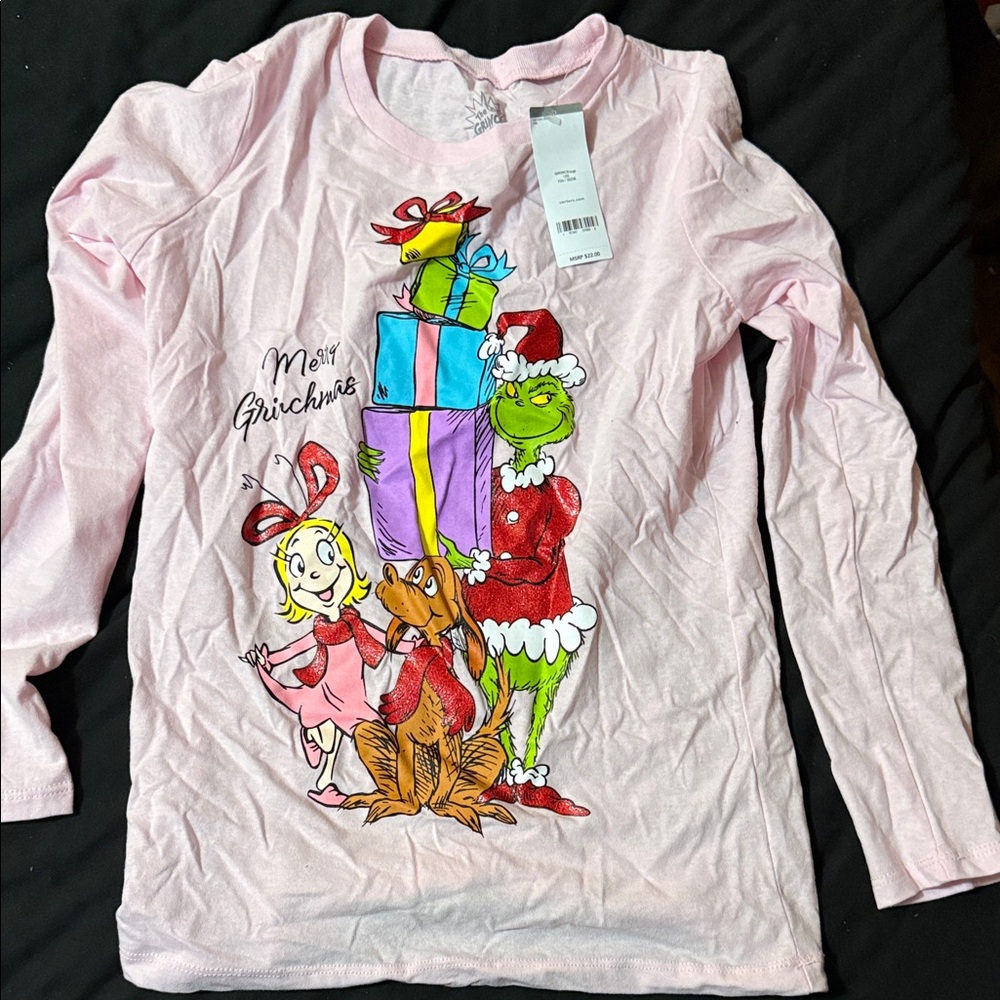 Dr. Seuss Pink Merry Grinchmas Long Sleeve Tee